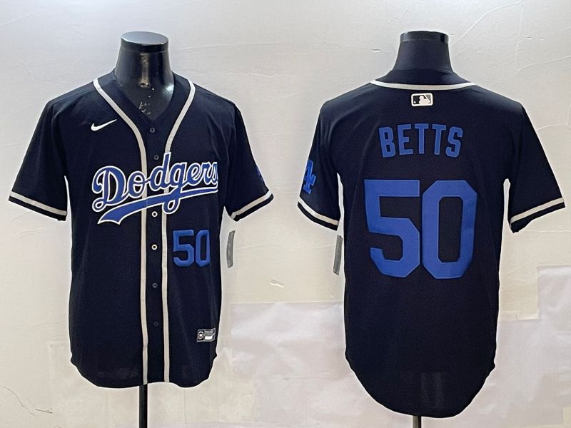 Men Los Angeles Dodgers 50 Betts Black Fashion Game 2025 Nike MLB Jersey style 3